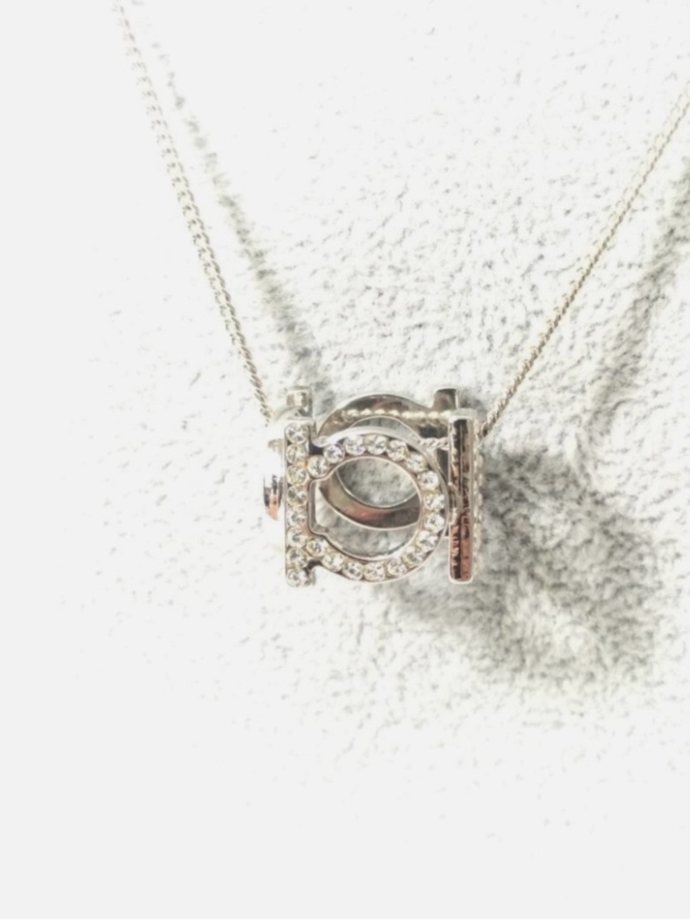 Salvatore Ferragamo Necklace Gancini Rhinestone Silver Limited Edition